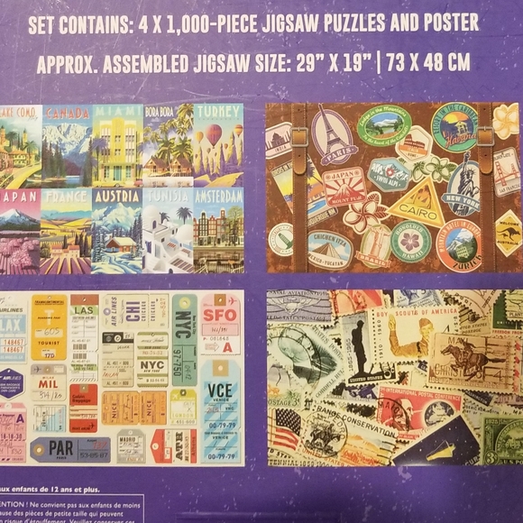 Set of 4-1000 piece vintage travel puzzles - Picture 3 of 4
